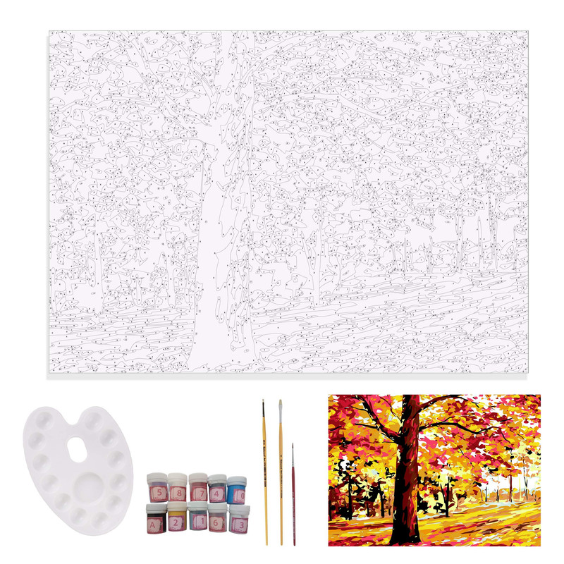 بسته رنگ آمیزی رنگانا طرح طبیعت پاییزی کد RA130 مجموعه 16 عددی