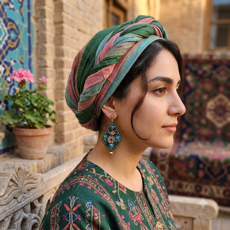 گوشواره دست دوز زنانه مدل پَرگُشا