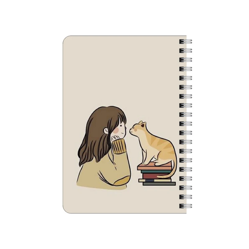 دفترچه یادداشت بامبیلیپ مدل چوبی طرح گربه و کتاب و دختر کد 8772768