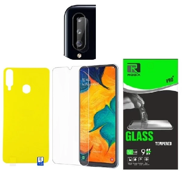 محافظ صفحه نمایش روبیکس مدل SA-A20s مناسب برای گوشی موبایل سامسونگ Galaxy A20s به همراه محافظ لنز دوربین و محافظ پشت گوشی