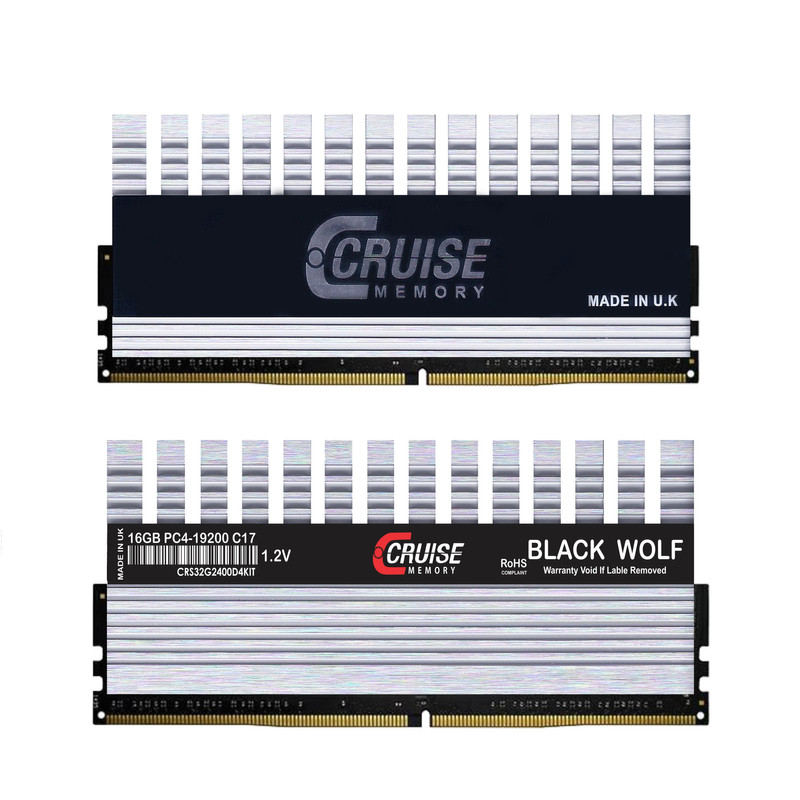 رم دسکتاپ DDR4 دوکاناله 2400 مگاهرتز CL17 کروز مموری مدل BLACK WOLF ظرفیت 32 گیگابایت