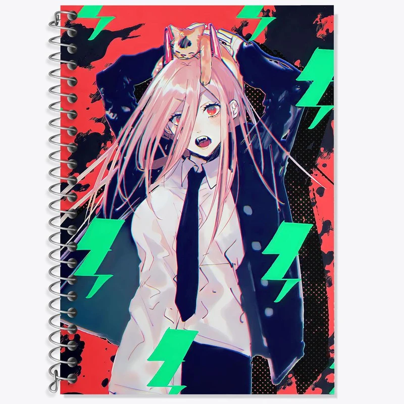 دفتر لغت 50 برگ خندالو مدل پاور انیمه مرد اره ای Chainsaw Man کد 17843