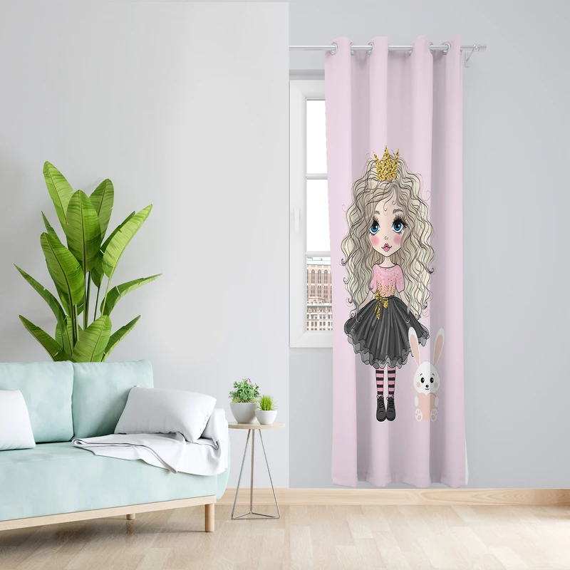 پرده طرح کودک مدل مخمل پانچی کد L 1627 Z سایز 140x200 سانتی متر