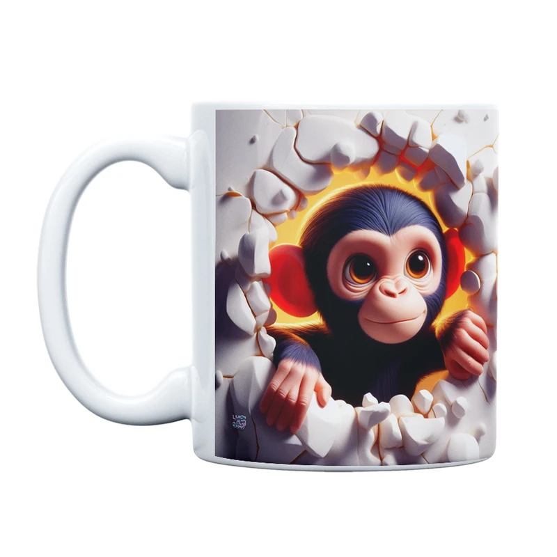 ماگ حس آمیزی طرح سه بعدی مدل بچه میمون بامزه