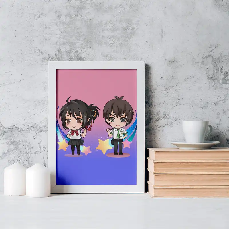 تابلو خندالو مدل تاکی تاچیبانا و میتسویا میامیزو انیمه یورنیم نام تو کد 16293