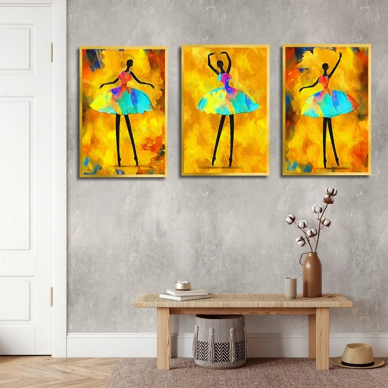 تابلو بکلیت طرح نقاشی مدرن مینیمال مدل T-2474 مجموعه 3 عددی