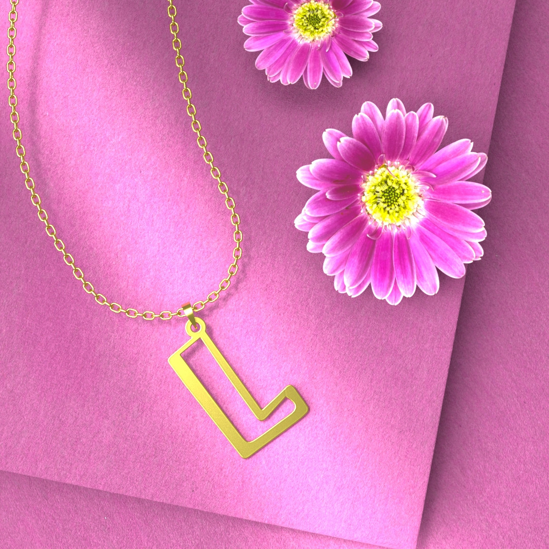 گردنبند طلا 18 عیار زنانه مدوپد مدل حرف L کد H3-1-1092