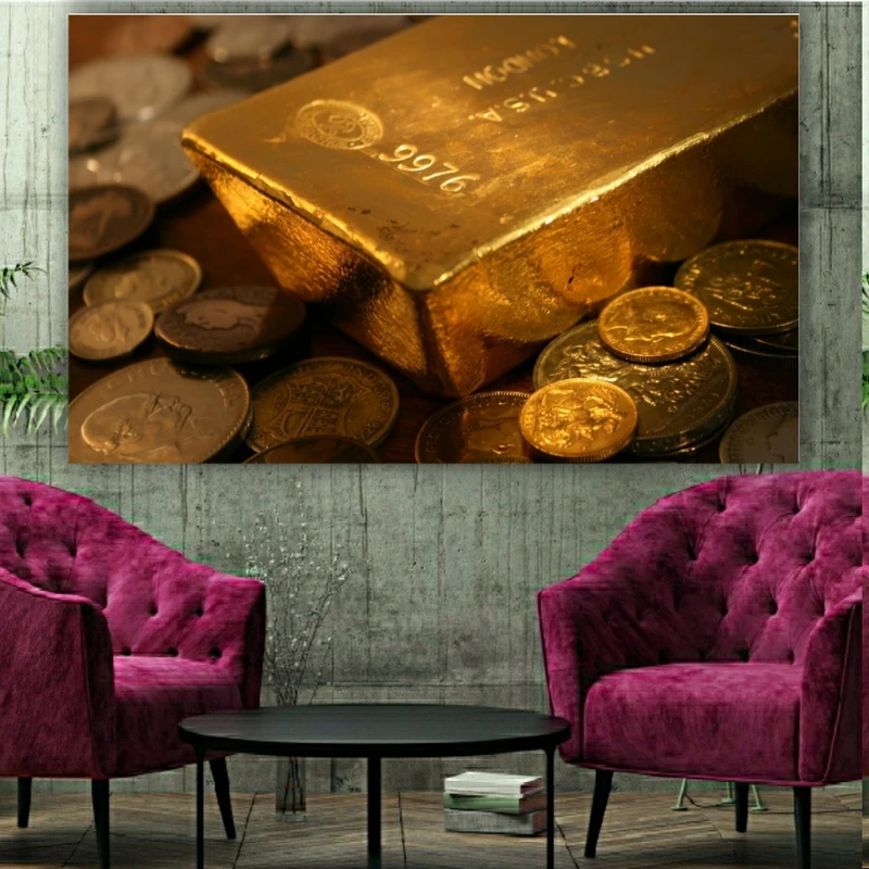 تابلو بوم طرح شمش طلا مدل SDB528