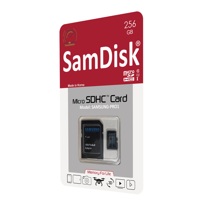 کارت حافظه microSDHC مدل Sam-Pro1 کلاس 10 استاندارد UHS-I U1 سرعت 85MBps ظرفیت 256 گیگابایت به همراه آداپتور SD