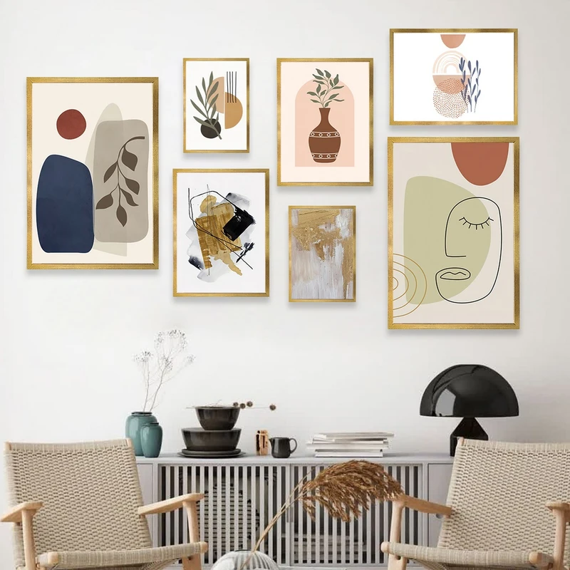 تابلو بکلیت طرح نقاشی مدرن مدل شاین اکلیلی T-993 مجموعه 7 عددی