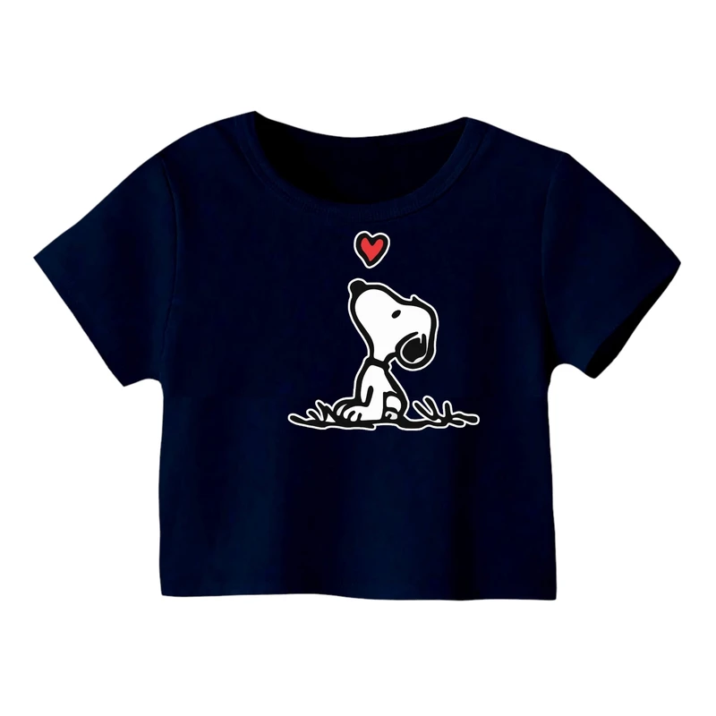 کراپ‌ تی‌شرت آستین کوتاه زنانه مدل اسنوپی کد ۲۶