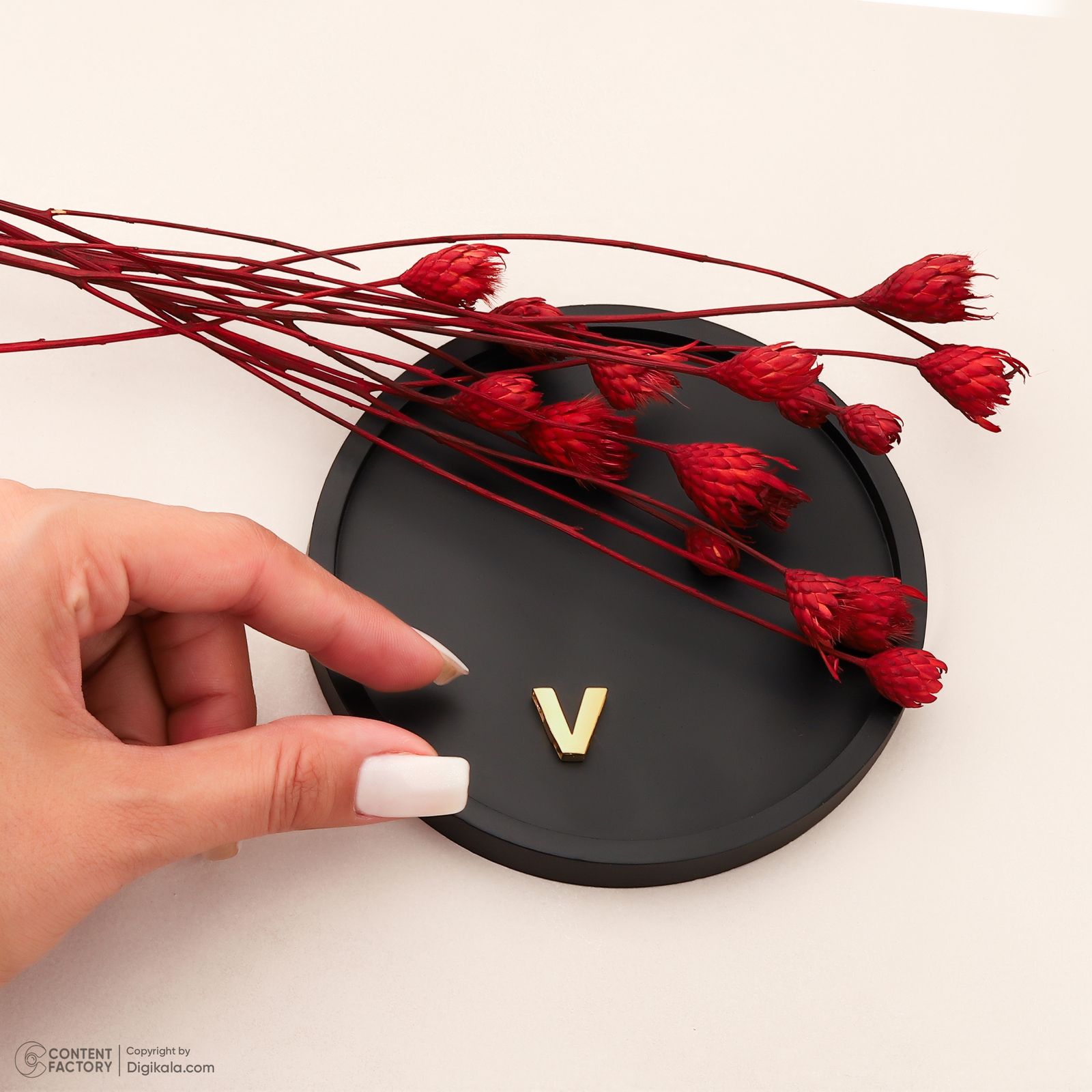 آویز گردنبند طلا 18 عیار زنانه گلدم طرح حرف V کد pe144006 -  - 6