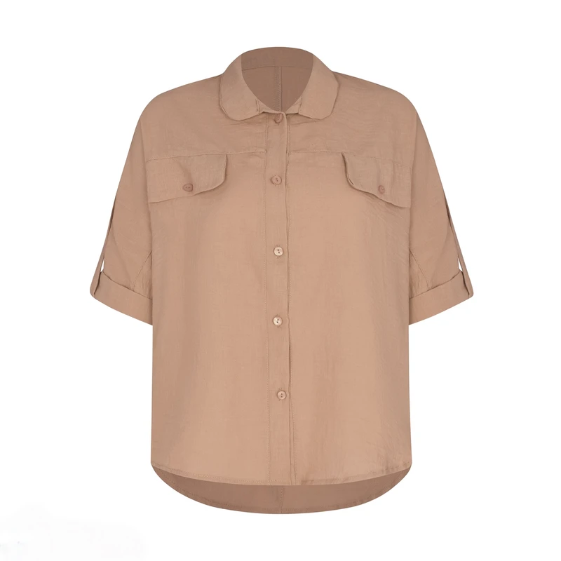 شومیز آستین سه ربع یقه ایستاده زنانه مدل Ta1