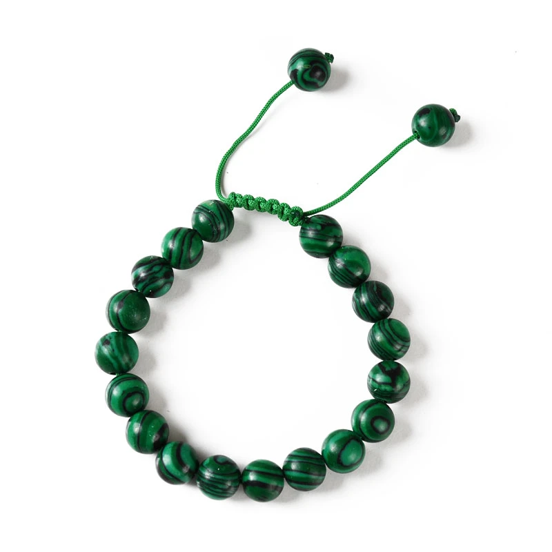 دستبند مهره ای زنانه مدل مالاکیت سنتاتیک کد 4890