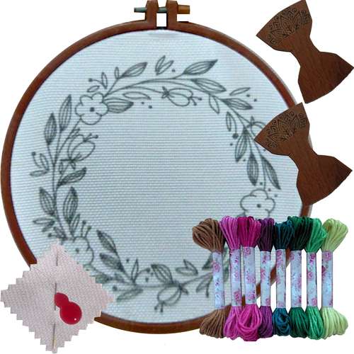 بسته گلدوزی طرح حلقه گل 8 مجموعه 14عددی 