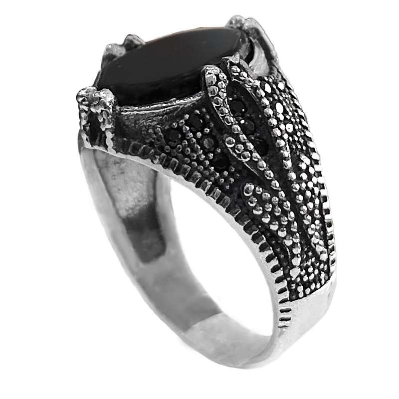 انگشتر نقره مردانه مدل عقیق MS9038