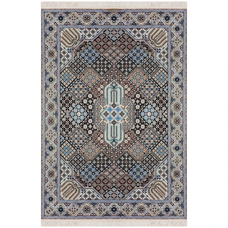 فرش دستبافت 3 متری مدل نائین جوشقان ۶لا کد 1063 زمینه سرمه ای