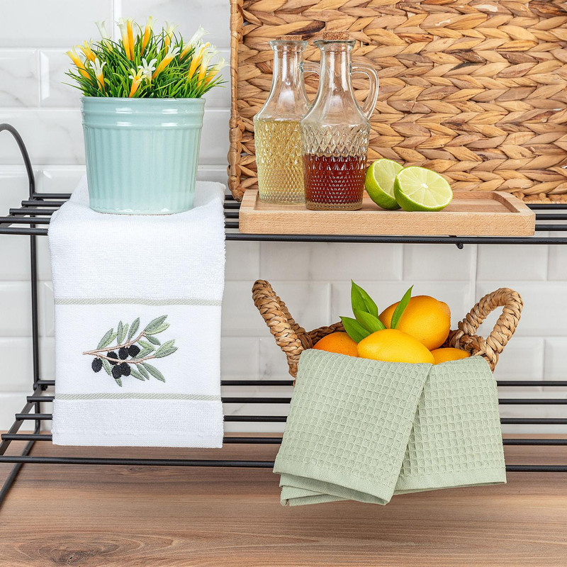 حوله و دستمال آشپزخانه مادام کوکو مدل Lauren مجموعه دو عددی