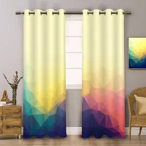 پرده مدل هازان طرح آبرنگی هندسی سایز 140x280 سانتی متر