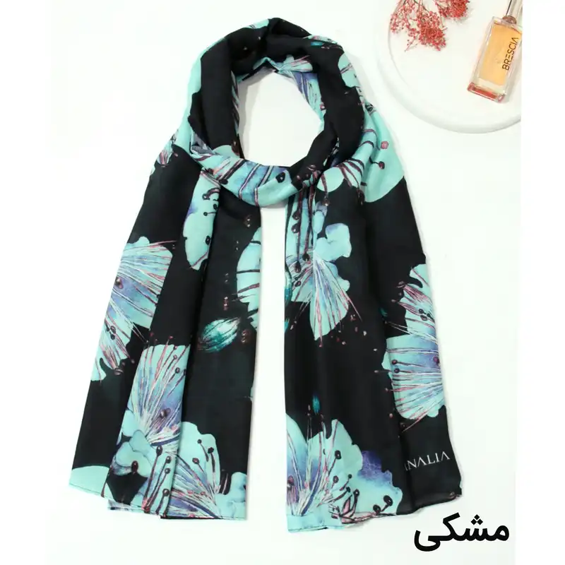 شال زنانه مدل نخی خنک جدید با طرح گل درشت شاد کد ana-3053