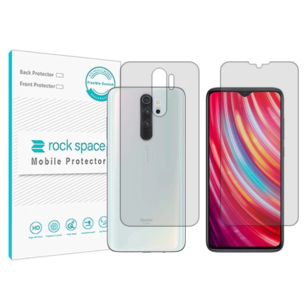 محافظ صفحه نمایش شفاف راک اسپیس مدل HyGEL مناسب برای گوشی موبایل شیائومی Redmi Note 8 Pro به همراه محافظ پشت
