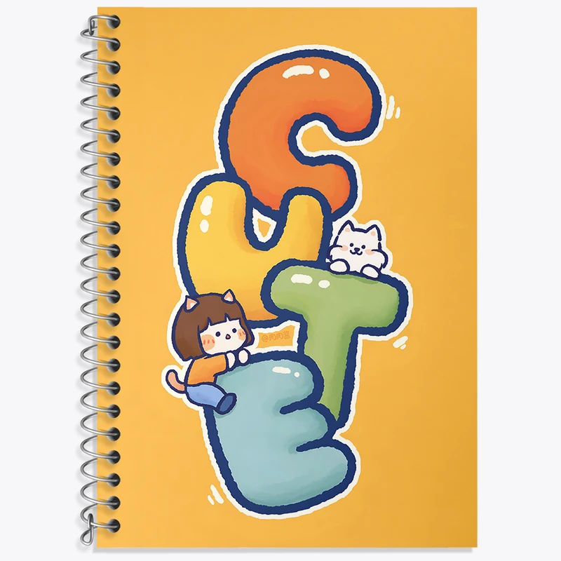 دفتر زبان 50 برگ خندالو مدل دو خط طرح Cute کد N3916