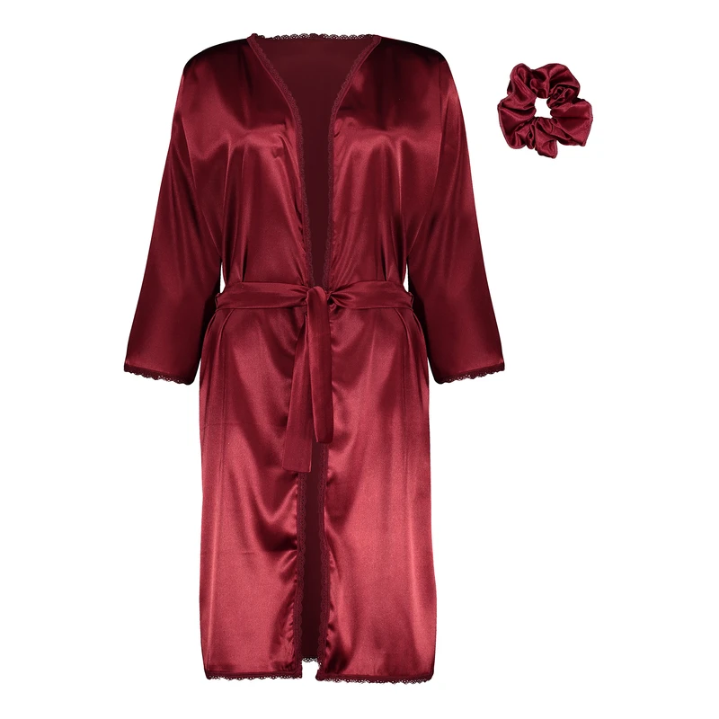 رب دو شامبر زنانه مدل ساتن Bur705 به همراه کش مو