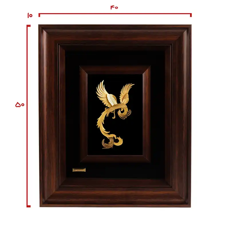 تابلو طلا کوب مارک گلد طرح ققنوس سه بعدی TF067