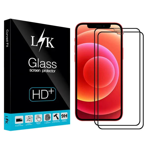 محافظ صفحه نمایش سرامیکی ال کی مدل +HD مناسب برای گوشی موبایل اپل Iphone 12 بسته دو عددی