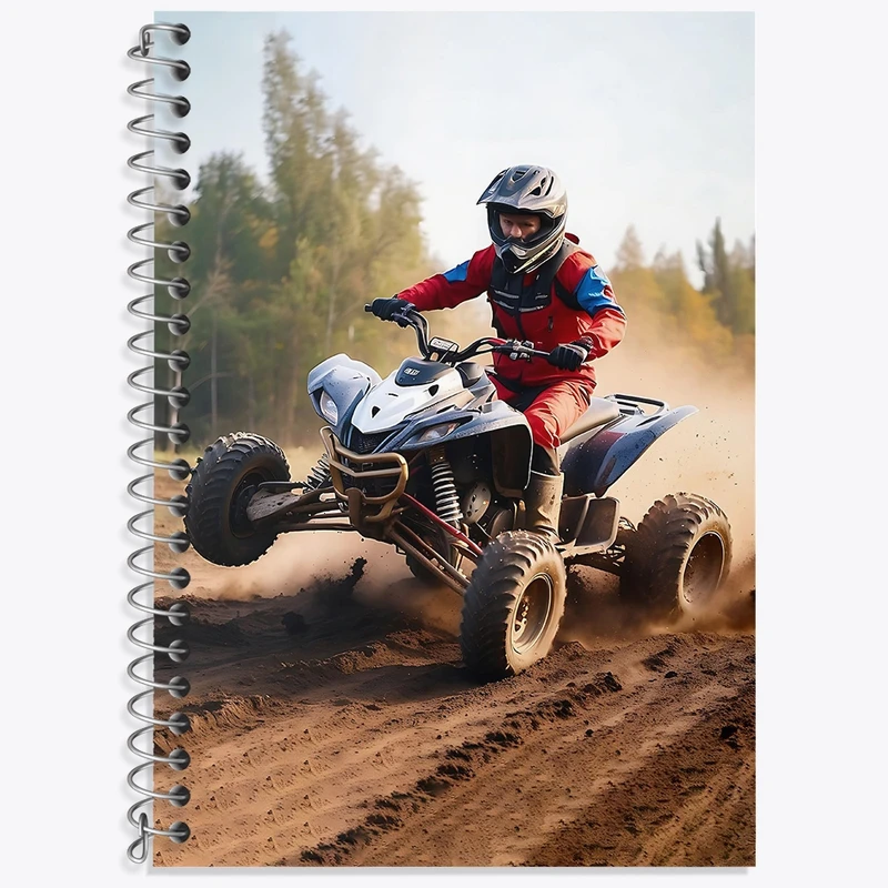 دفتر زبان 50 برگ خندالو مدل دو خط طرح موتور چهار چرخ کد 37096