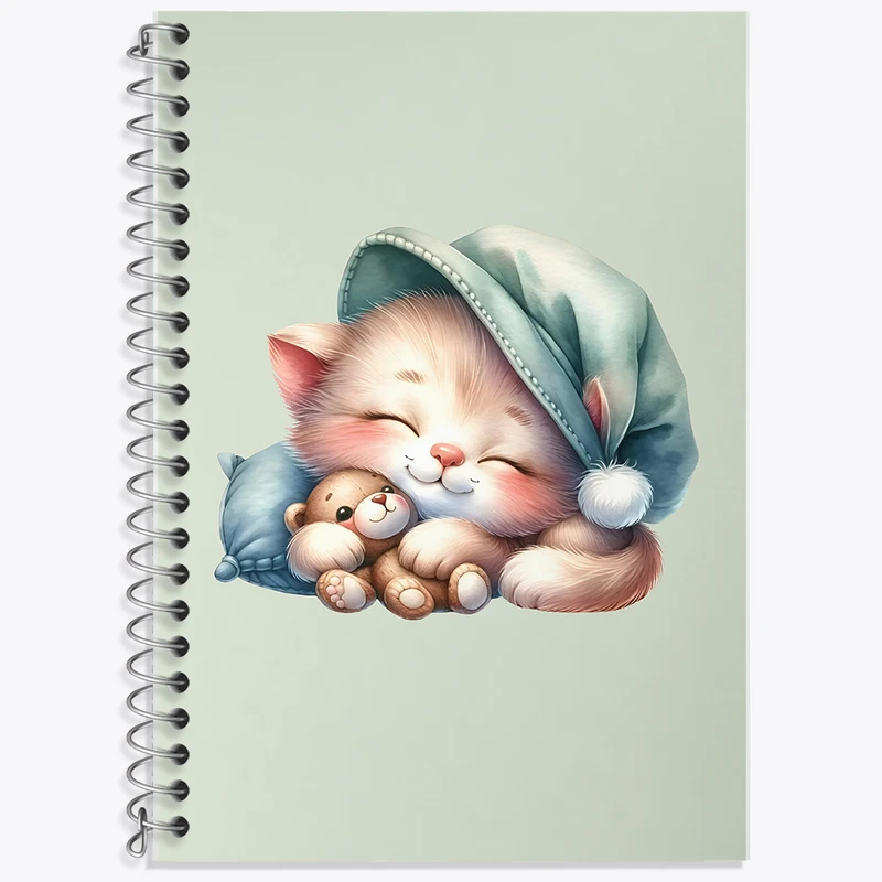 دفتر زبان 50 برگ خندالو مدل دو خط طرح گربه کیوت کد N5255