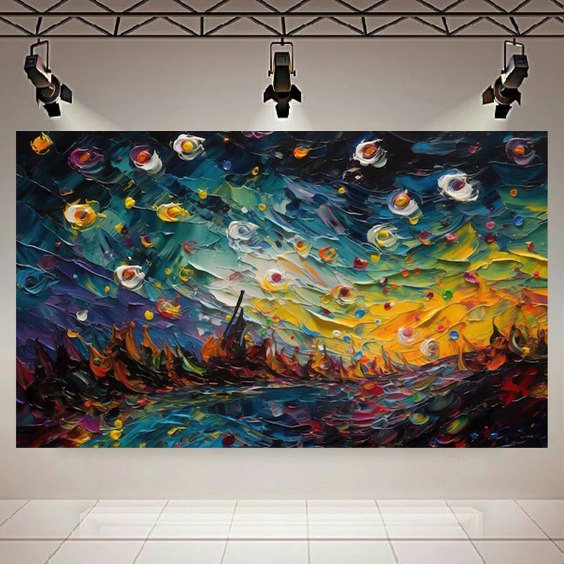 تابلو بوم طرح مخمل نقاشی انتزاعی مدل طلوع خورشید کد AR303960