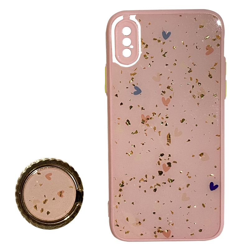 کاور طرح نگین دار مدل LUX-88 مناسب برای گوشی موبایل اپل IPHONE X / XS به همراه پایه نگهدارنده