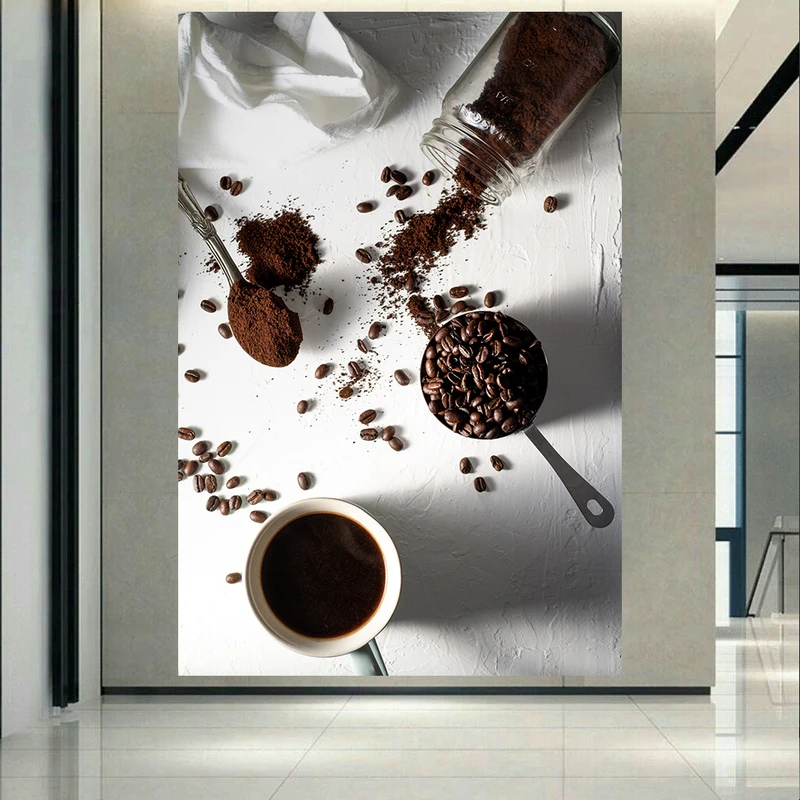 تابلو بوم طرح مخمل قهوه مدل پودر و دانه کد PD1040