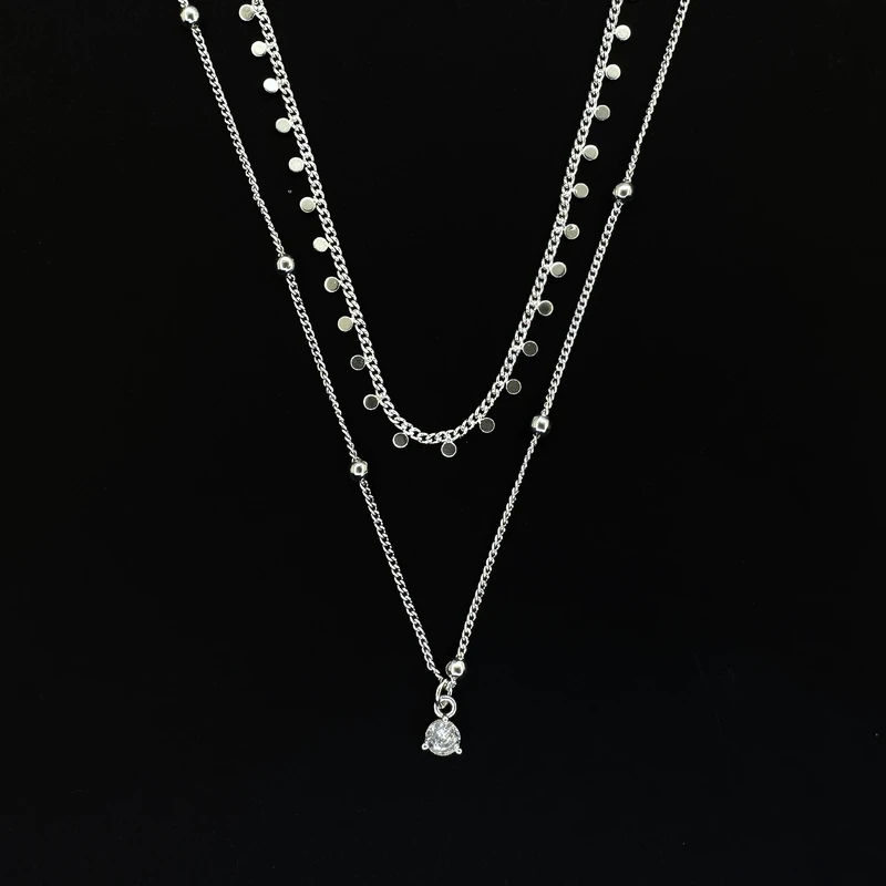 گردنبند زنانه اکسسورایز مدل دولاین نگین آویز