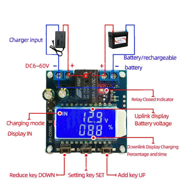 ماژول کنترل شارژ باتری مدل XY-CD60L ماژول کنترل شارژ باتری مدل XY-CD60L