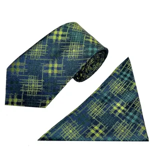 ست کراوات و دستمال جیب مردانه مدل چهارخونه K612