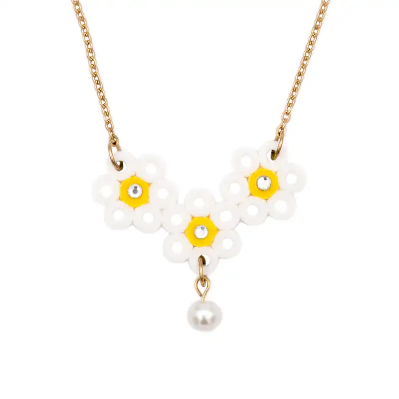 گردنبند زنانه مدل گل بابونه استیل کد N006