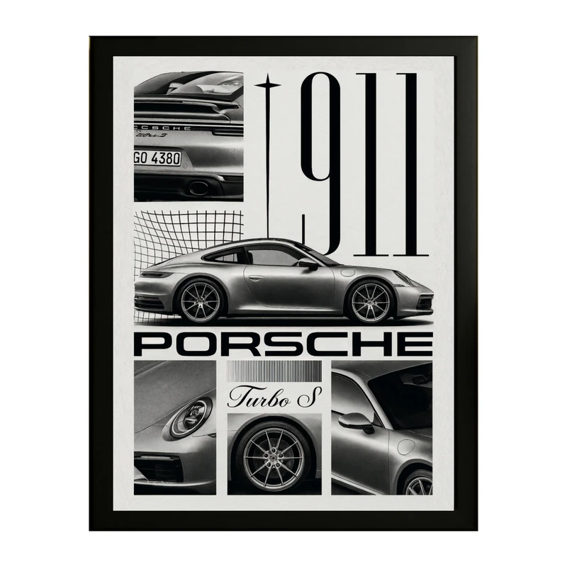 تابلو طرح پورشه 911 کد 01 فریم مشکی