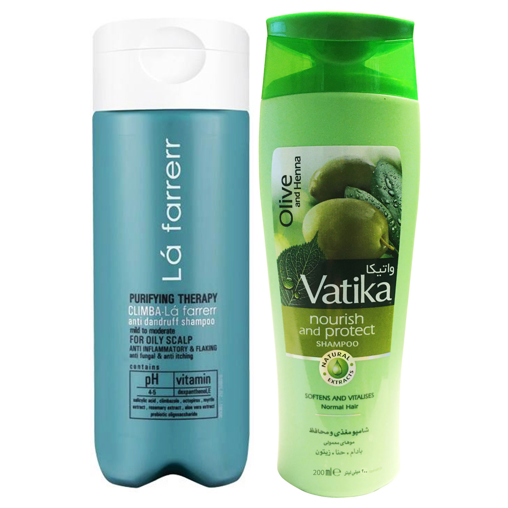 شامپو مغذی و محافظ مو واتیکا مدل Olive حجم 200 میلی لیتر به همراه شامپو ضد شوره لافارر مدل Anti Dandruff حجم 180 میلی لیتر