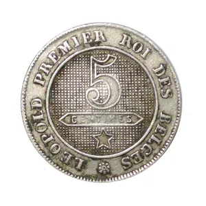 سکه تزیینی طرح کشور بلژیک مدل 5 سنتیم 1862 میلادی 