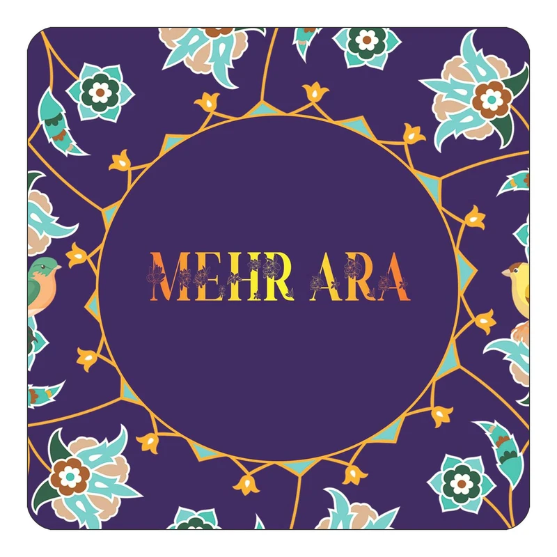 مگنت کاکتی طرح اسم مهر آرا mehr ara مدل گل و بلبل کد mg15289