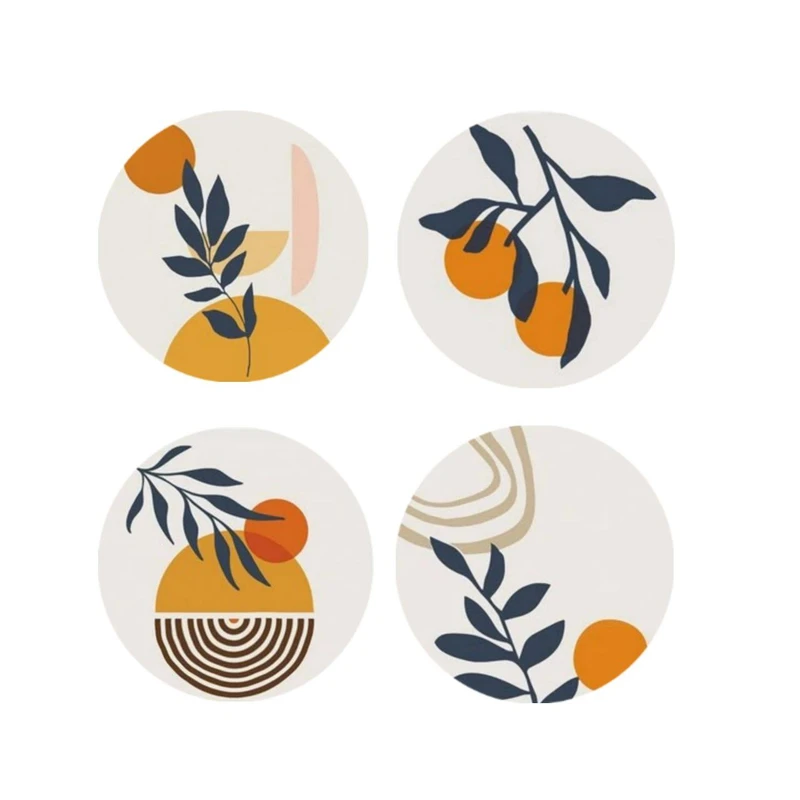 بشقاب دیوارکوب سفالی طرح مینیمال کد D472 مجموعه 4 عددی