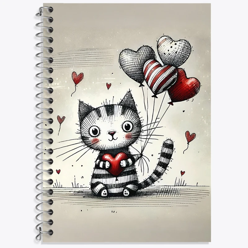 دفتر زبان 50 برگ خندالو مدل دو خط طرح گربه (Cat) کد N4065