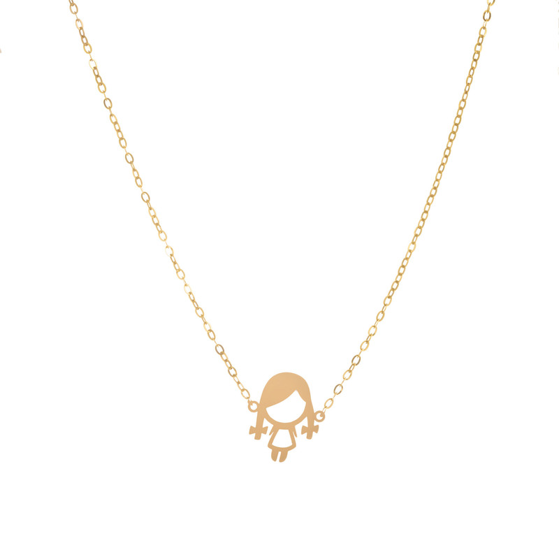 گردنبند طلا 18 عیار زنانه با طرح بافت هومن گلد مدل دختربچه