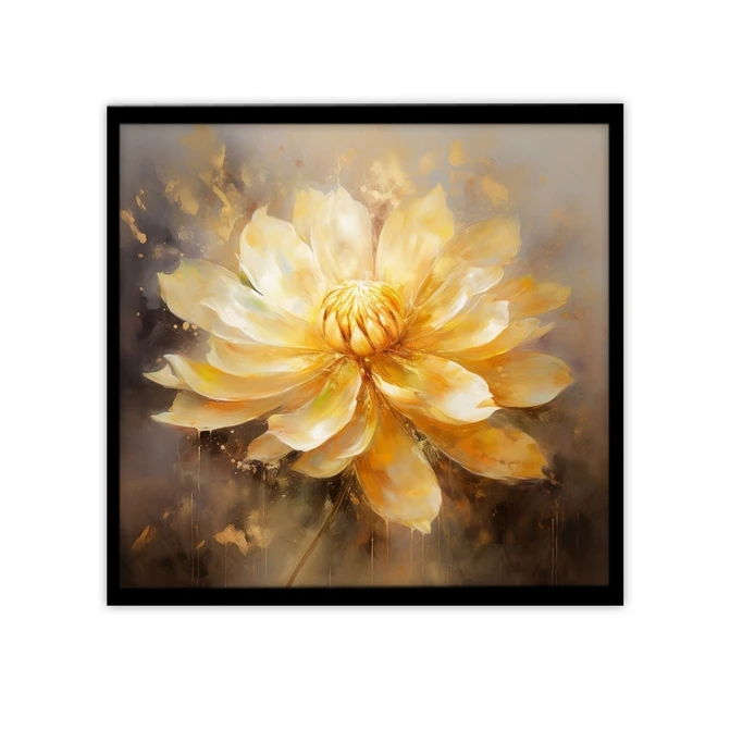 تابلو نوری بکلیت طرح گرافیکی گل طلایی مدل B-MID-19428