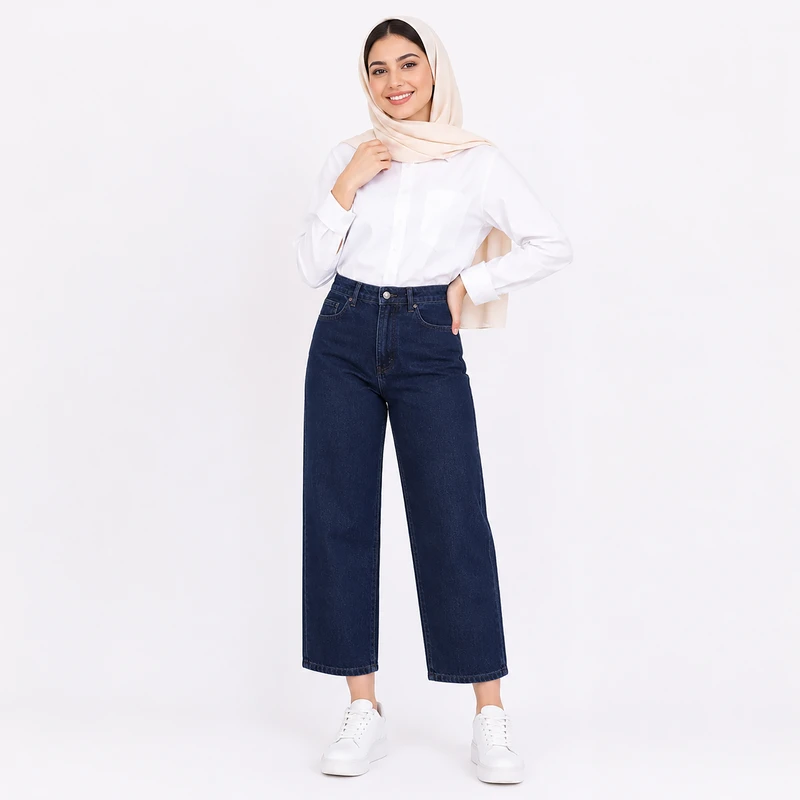 شلوار جین واید استریت زنانه مدل 17125
