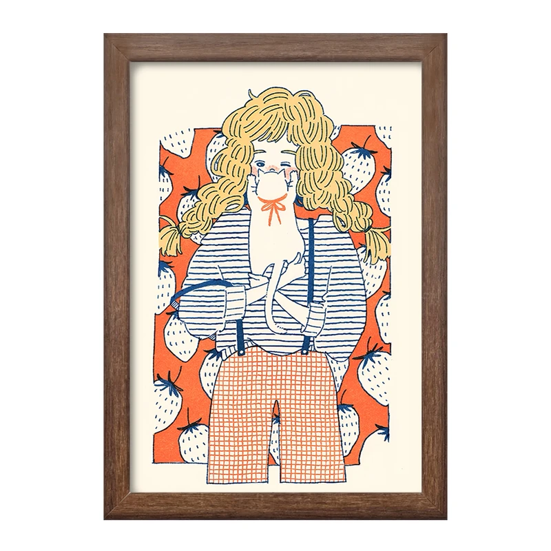 تابلو خندالو طرح دختر و گربه بازیگوش کد F7376