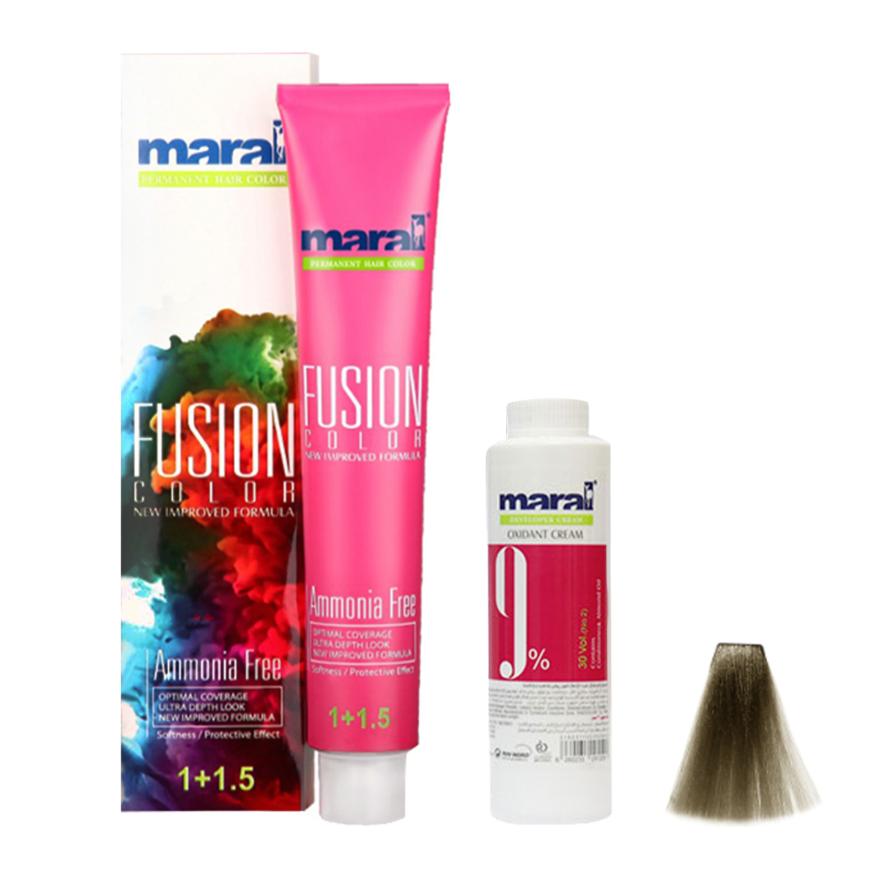 رنگ مو مارال مدل Fusion شماره 5.110 حجم 100 میلی لیتر رنگ خاکستری مات به همراه اکسیدان مارال مدل 30vol نه درصدی حجم 150 میلی لیتر