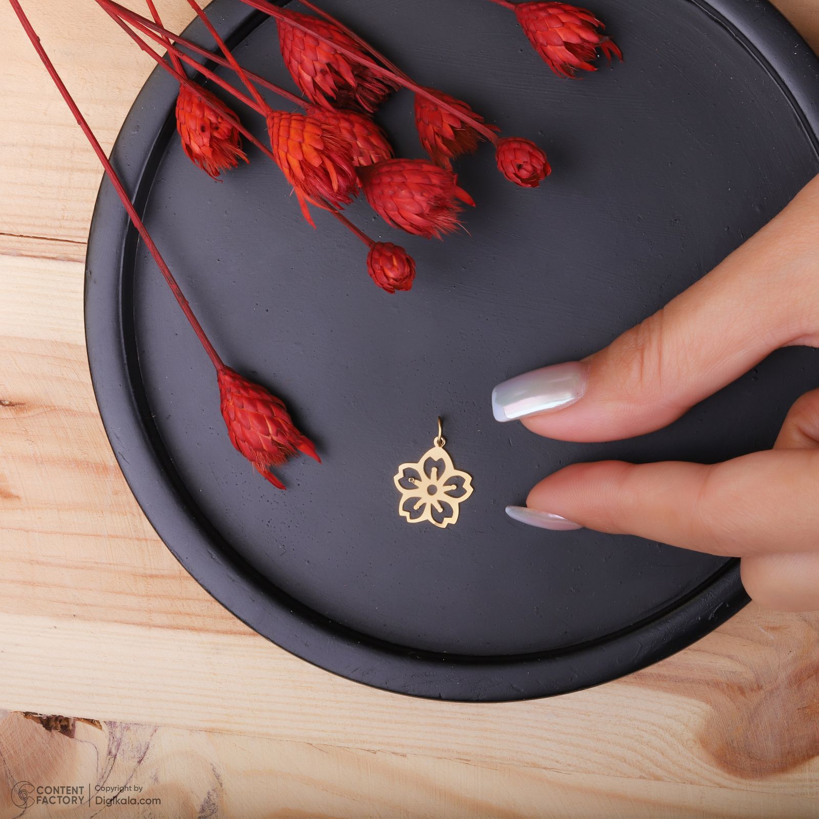 آویز گردنبند طلا 18 عیار زنانه روبی آرت گالری طرح گل کد 314927 -  - 4